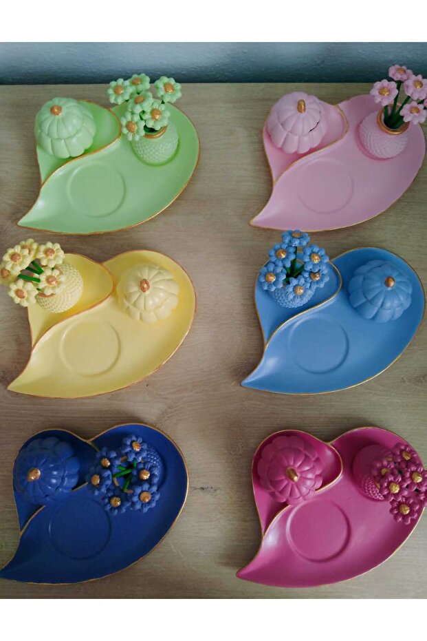 6 Kişilik Canlı Renkler Kahve Seti... #sevgililergünü Hediyesi..#Annelergünü....sunum Seti - 2