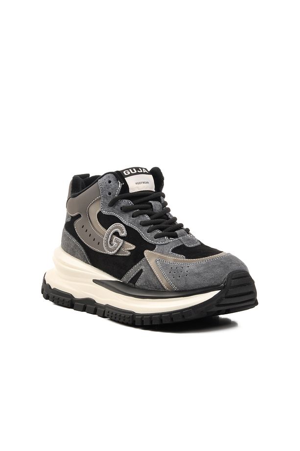 Siyah Yüksek Taban Unisex Spor Ayakkabı - 1
