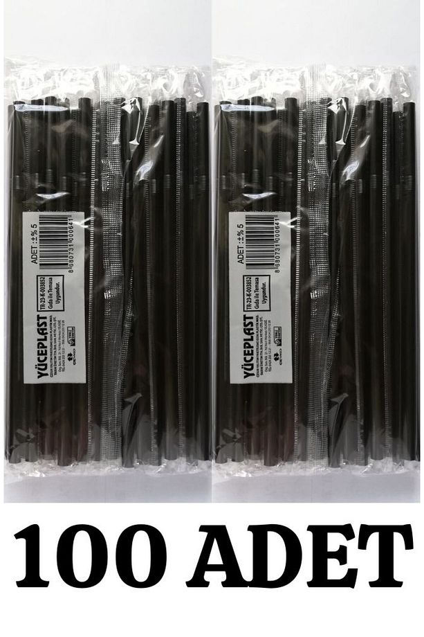 Siyah Pipet 50'li 2 Paket Jelatinli Sargılı Pipet Frozen Körüklü Pipet - 1
