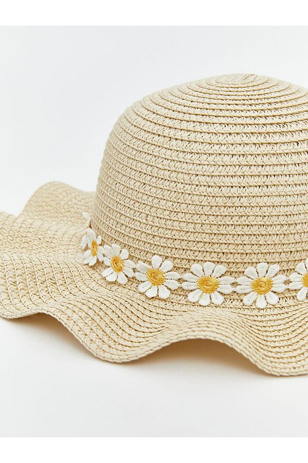 LCW ACCESSORIES Çiçek Desenli Hasır Kız Çocuk Şapka (S5) - 3