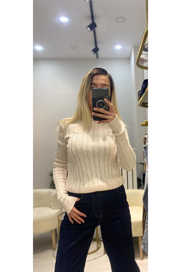 Ajurlu Triko Bluz - 3