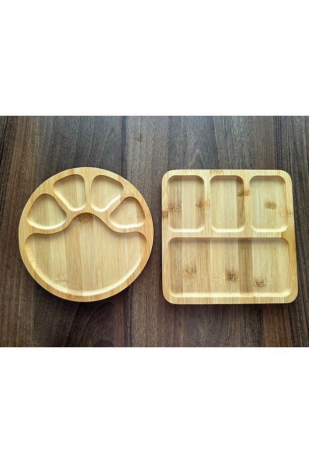 2 Adet Şekilli Bambu Tabak | Servis Ve Sunum Için Şık Set - 2