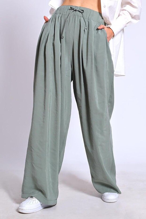 Women's Çağla Premium Soft Textured Modal Elastic Waist Drawstring Pants Njprtenspant5