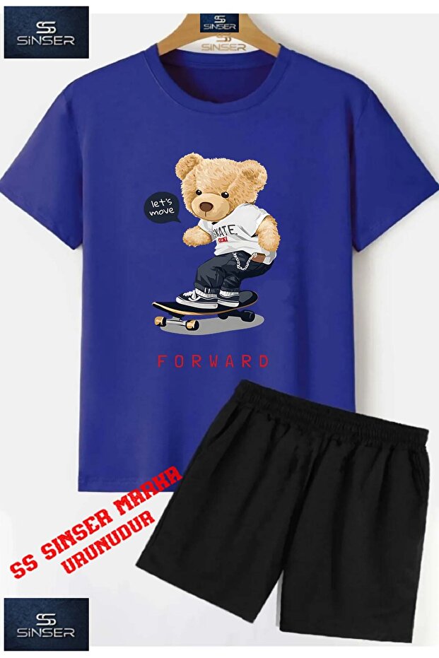 Children's "Bearer Forward Skateboard" Custom Printed Crew Neck T-Shirt - Shorts Set