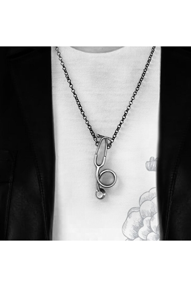 Stetoskop Gümüş Kolye - 4