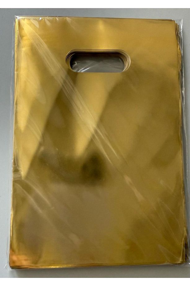 Hediye Poşeti Gold Metalize El Geçme 13x20 Cm 100 Adet - 1
