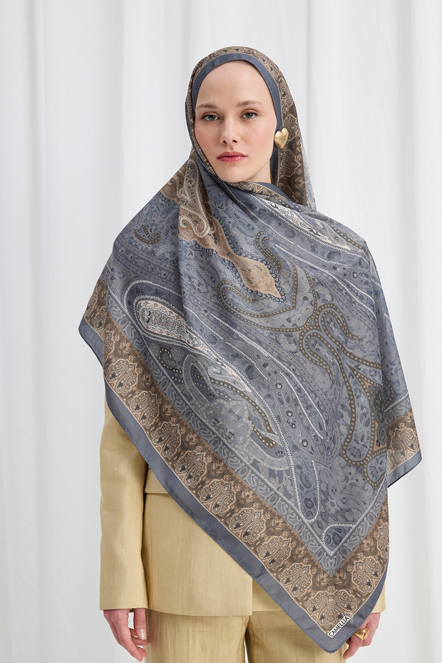 Vela Pattern Soft Shawl - Gray