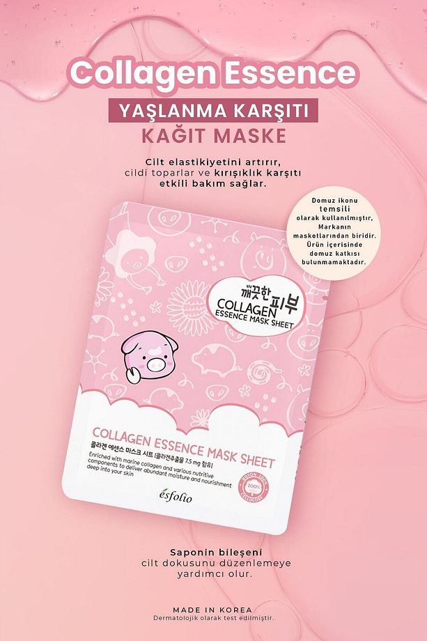 Kolajen Içeren Yaşlanma Karşıtı Kağıt Maske Collagen Essence Mask Sheet - 3