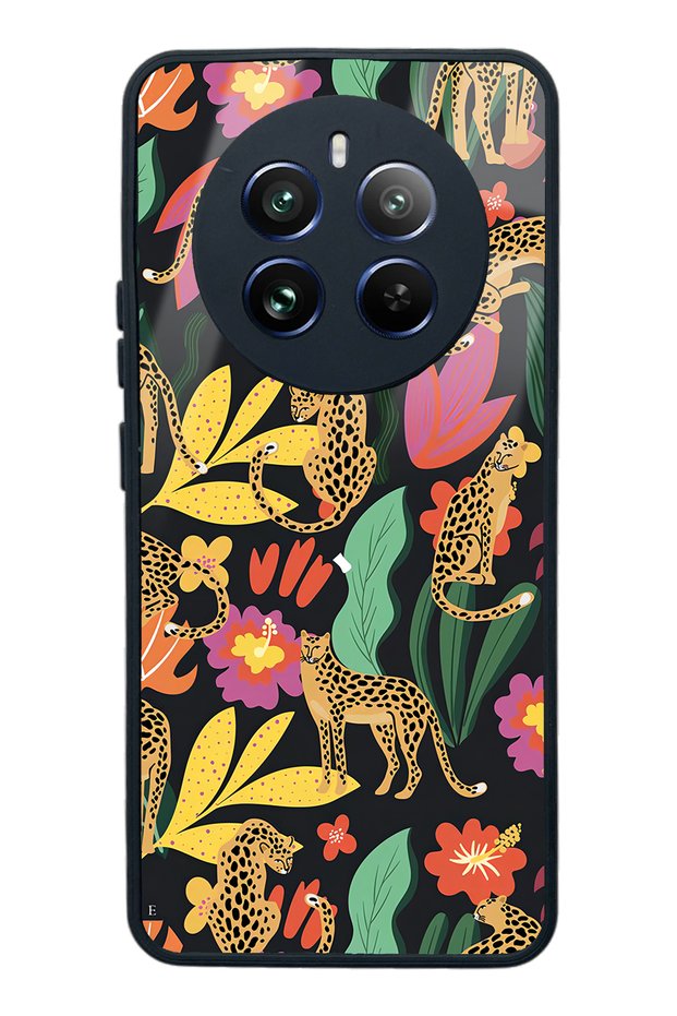 Oppo Realme 12 Pro Plus Glossy Phone Case with Floral Cats Design