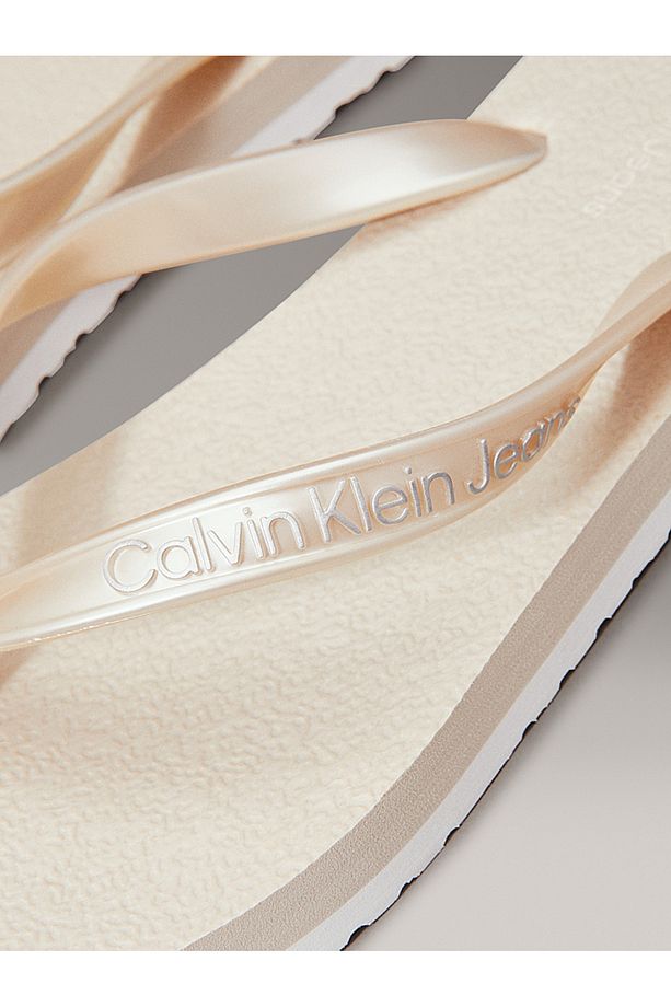 Metallic Square Toe Flip Flops - 6