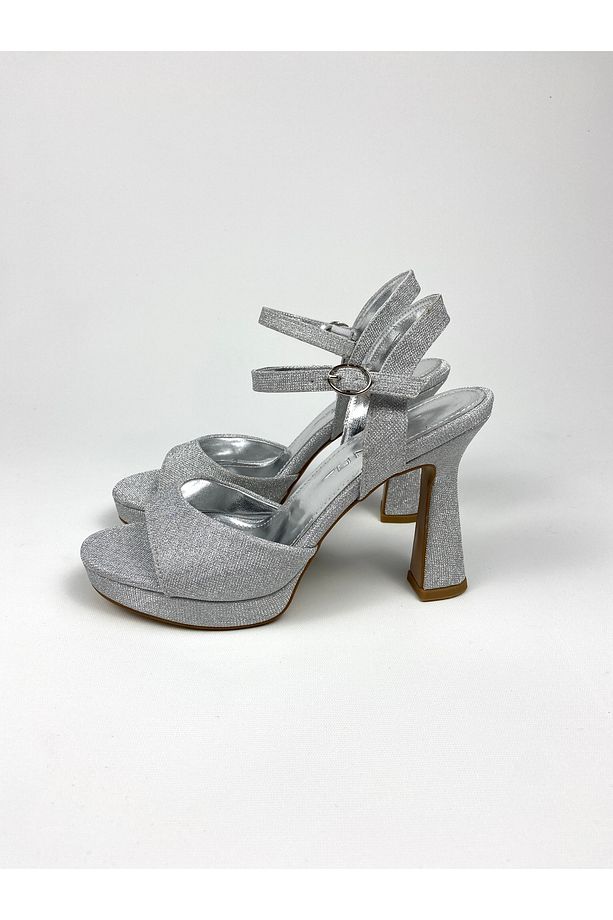 Gümüş simli 11 cm platform topuklu ayakkabı 1470 - 2