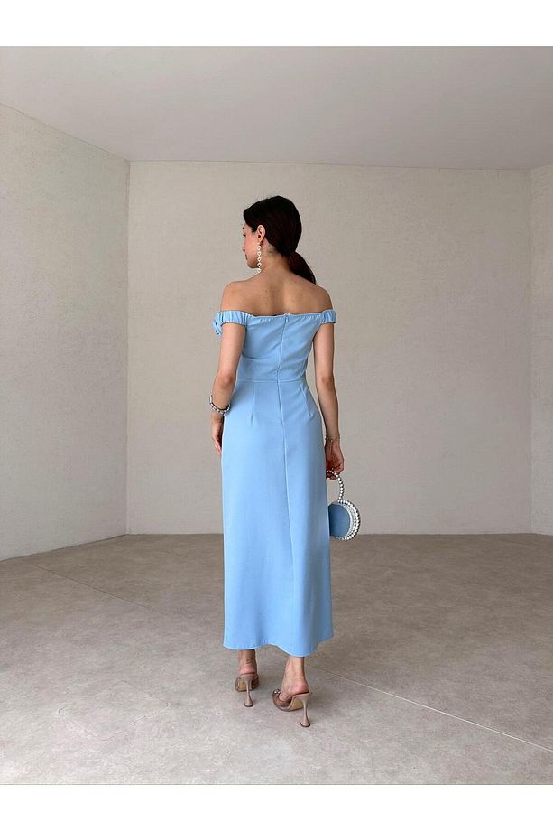 Ziley Midi Elbise - Bebe Mavi (8117) - 3