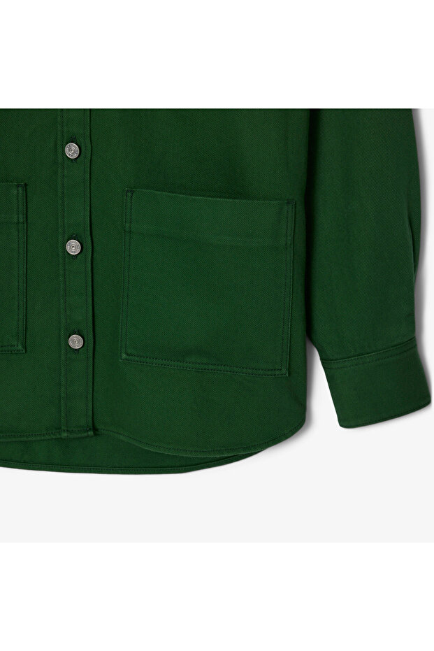 Kadın Relaxed Fit Denim Yeşil Ceket - 8