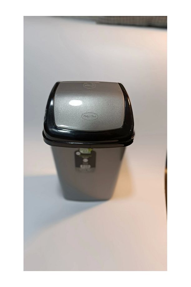 Sallanır Kapak Ofis Banyo Mutfak Bahçe Çöp Kutusu Kovası / 5 Litre / Gri / 29x14x17 Cm. - 2