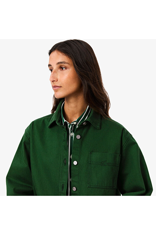 Kadın Relaxed Fit Denim Yeşil Ceket - 2