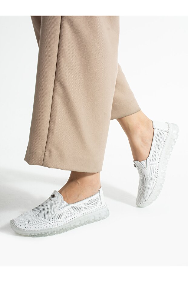 Vamos White Genuine Leather Women's Shoes