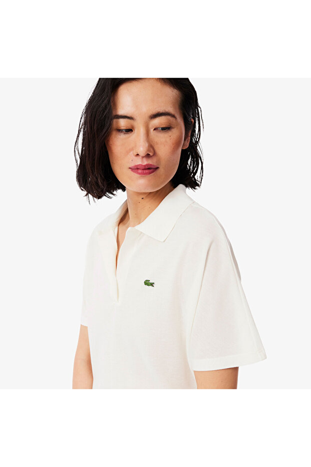 Kadın Relaxed Fit Polo Yaka Krem Polo - 2