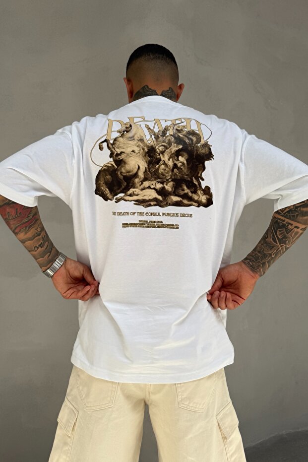 White Oversize T-Shirt - Back Printed, Loose Fit