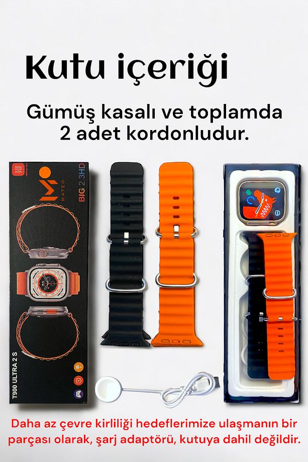 Akıllı Saat Watch 8 T900 Ultra 2s 2.3inch Arama+Ultra Pods Max Dokunmatik Bluetooth Kulaklık 2li Set - 2