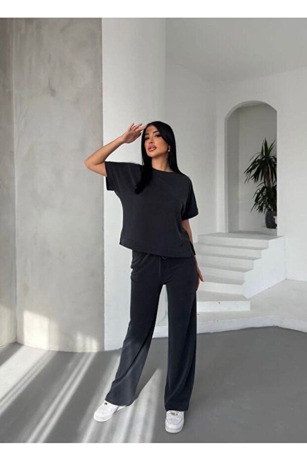 Modal Pike Fabric 2-Piece Anthracite Set