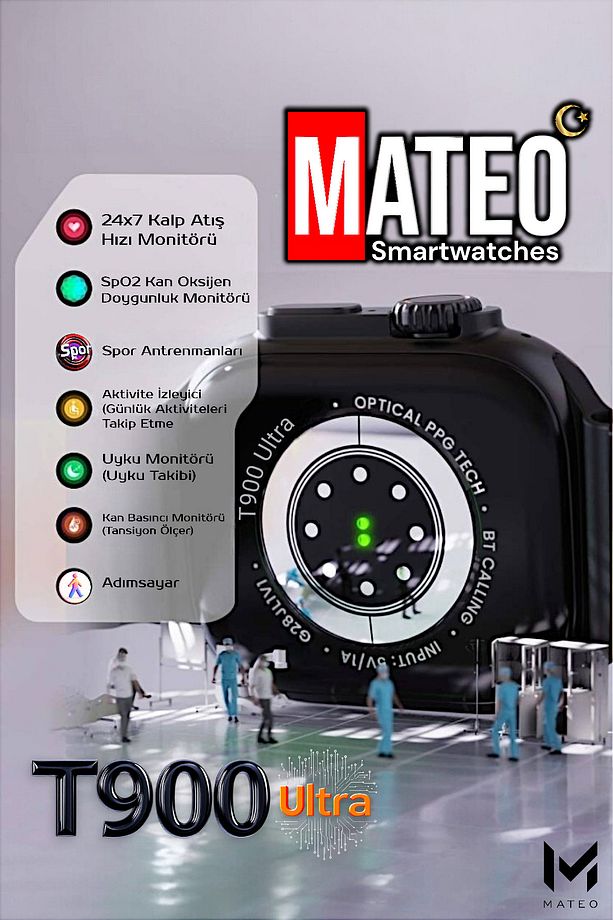 T900 ULTRA Akıllı Saat Siyah 49mm Bluetooth, Arama Özellikli, Sağlık Sensörlü, iOS & Android Uyumlu - 5