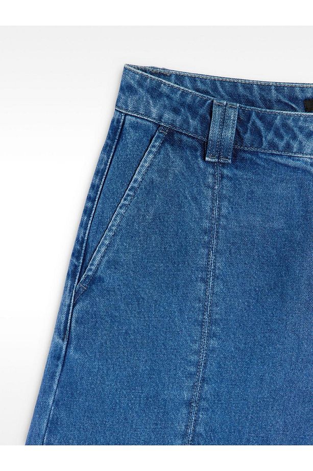 %100 Pamuklu Denim Bermuda Şort - 4
