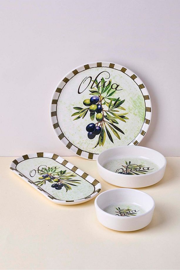 Olives 14 Parça 6 Kişilik Stackable Kahvaltı Takımı Sosluklu Kahvaltılık Sunum Seti Tabağı - 3
