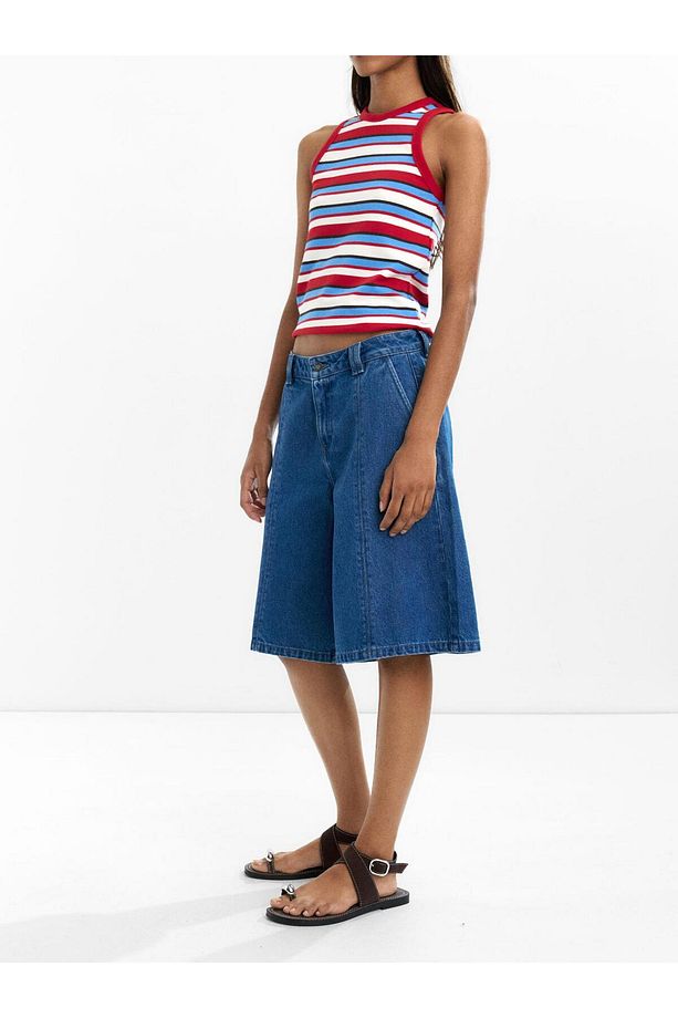 %100 Pamuklu Denim Bermuda Şort - 3