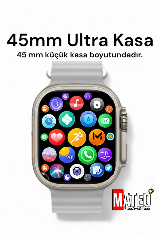 Akıllı Saat Watch Ultra 45mm ve Bluetooth Kablosuz Kulaklık Android ios Uyumlu 2 in 1 - 2