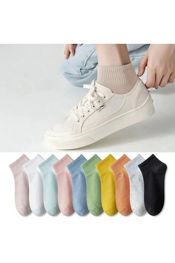 Kadın Extra Soft Renkli Yarım Konç Kolej Çorap Seti 8 Çift - 1