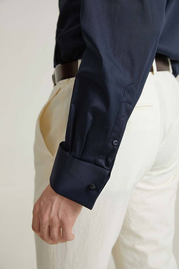 Ds Damat Regular Fit Lacivert Düz Gömlek - 3