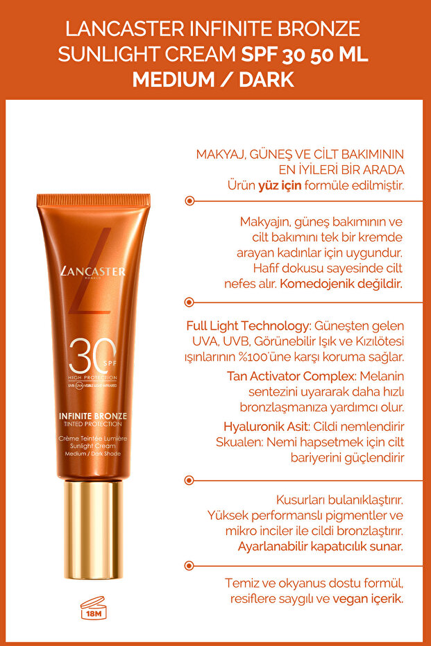 Infinite Bronze Sunlight Cream SPF30 50 ML Medium/Dark - 1