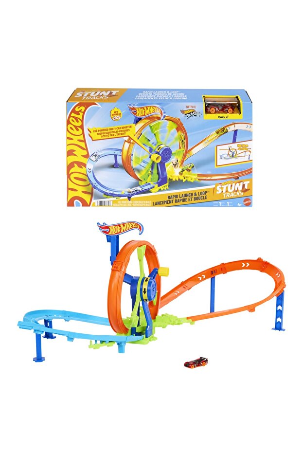 Hot Wheel Stunt Tracks Quick Launch Loop Race - 7