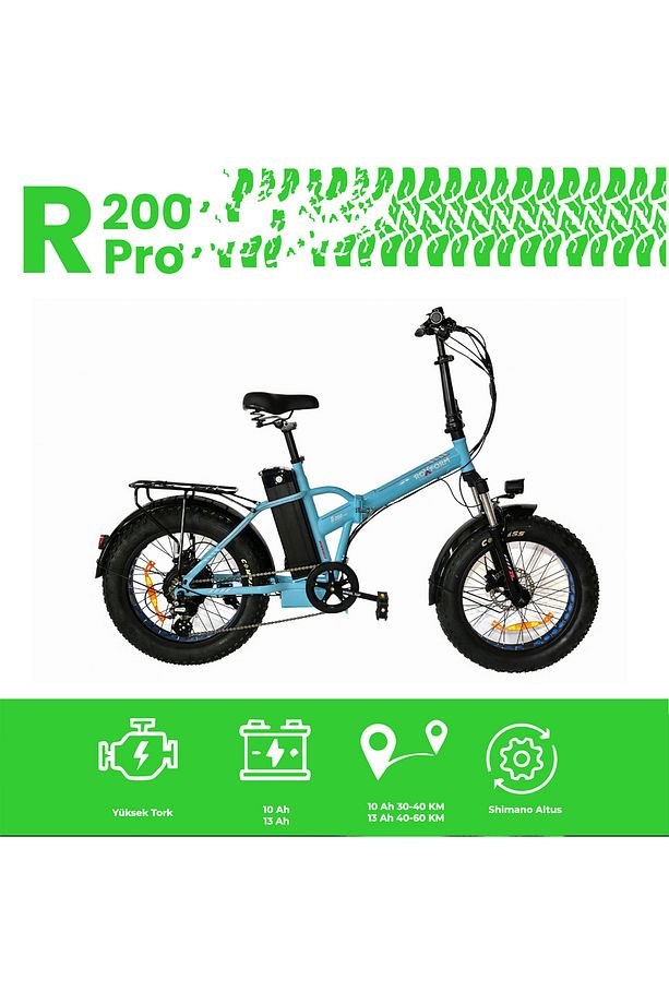 R-200 PRO Elektrikli Katlanabilir Bisiklet 10AH Shimano Altus Hidrolik Fren Şehir Bisikleti - 2