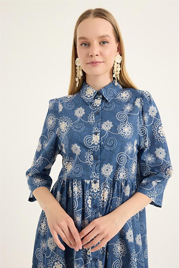 Motif Baskılı Elbise - 4