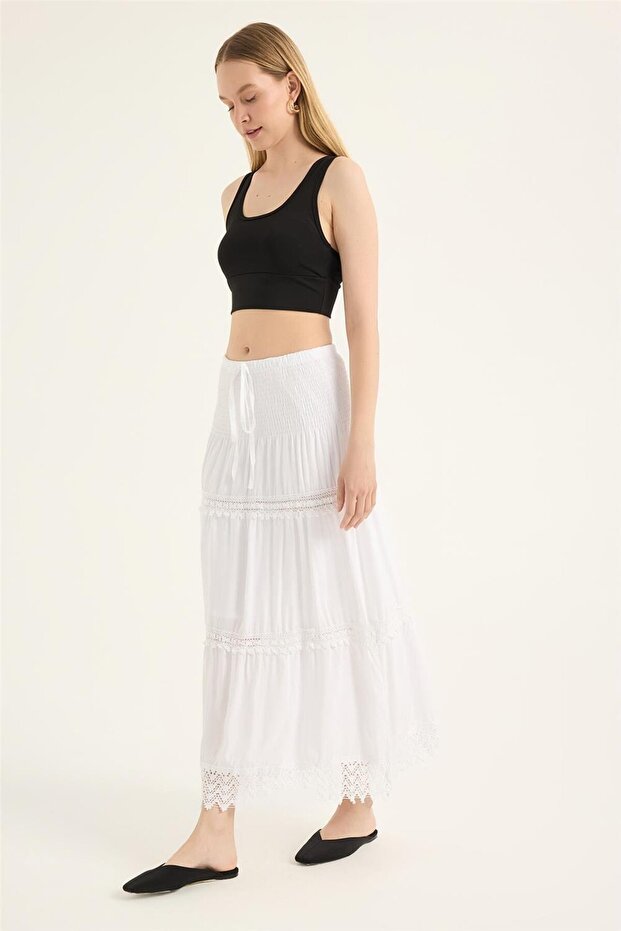 Dantel Şeritli Etek - 2