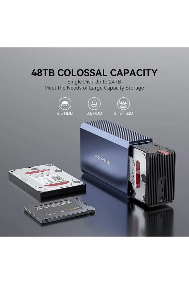 EC7352 - 2 Adet 2.5"/3.5" SATA HDD Uyumlu, 4 RAID Modu, Max. 48TB Disk Kapasiteli, - 2