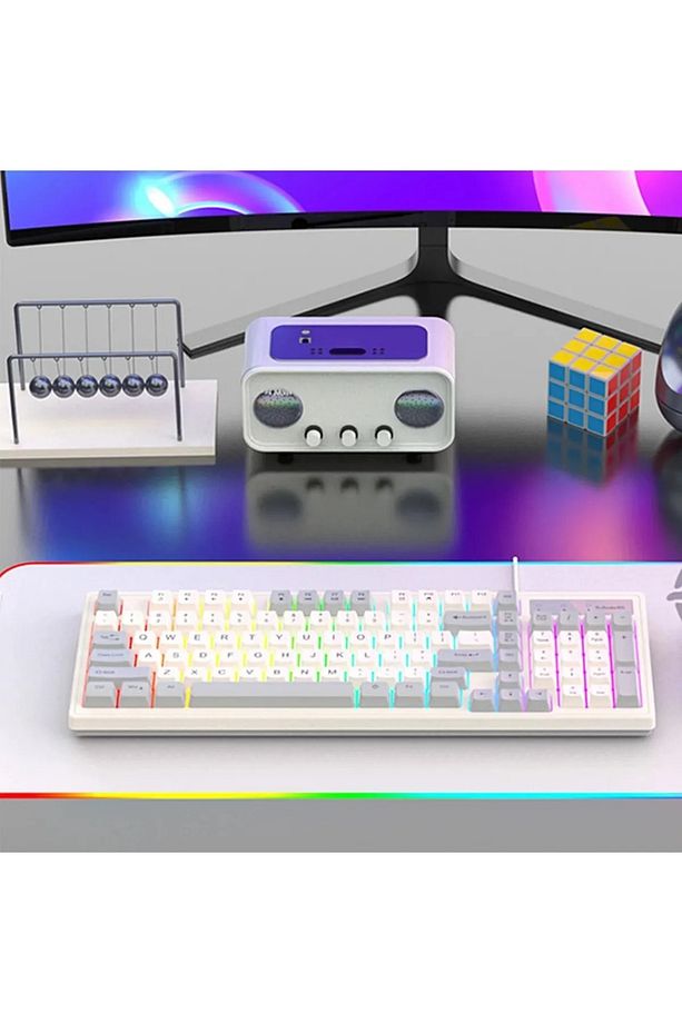 KM-800 Grey-White Membran Kablolu Reinbow Aydınlatmalı Gaming Oyuncu Klavye Mouse Set - 2