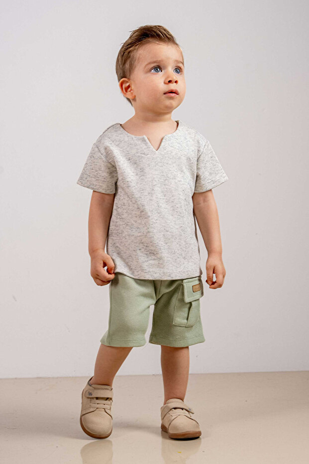 Baby Kids Khaki Cotton 2-Piece Set First I Trend Fashion Bottom Top Set