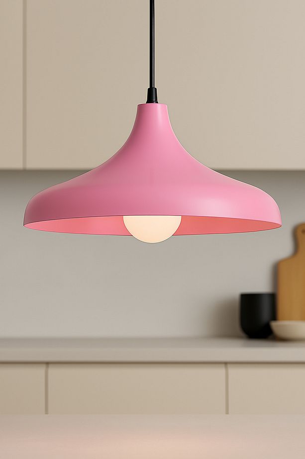 Aura Metal Tekli Pembe Sarkıt Avize Retro Rustik Model Modern Endüstriyel Mufak Hol Cafe Salon Avize - 1