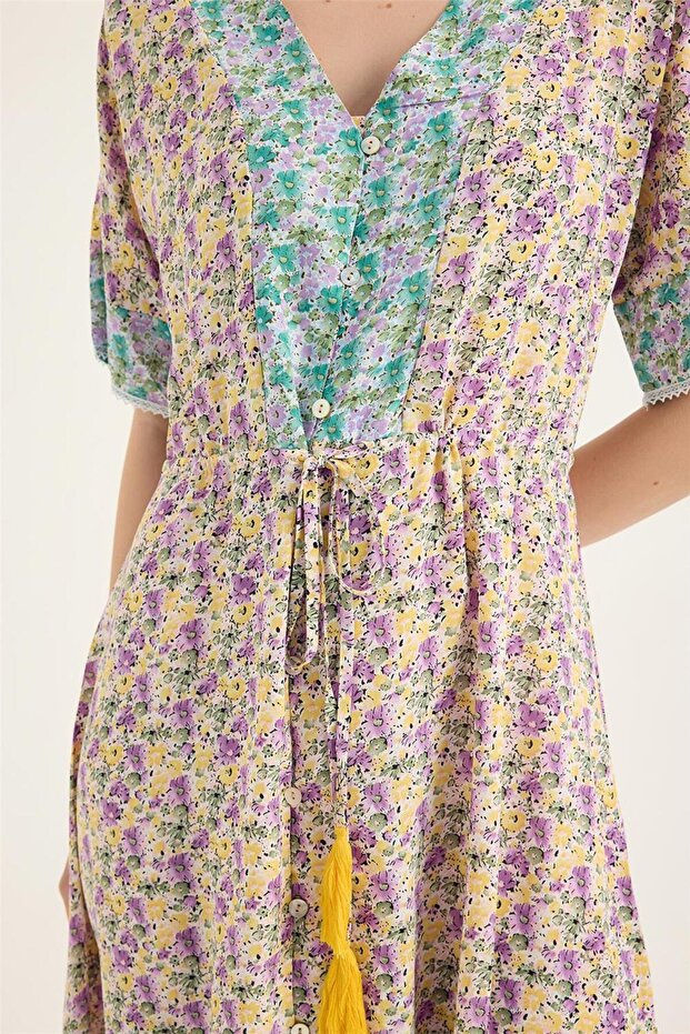 Kırçiçek Baskılı Elbise - 4