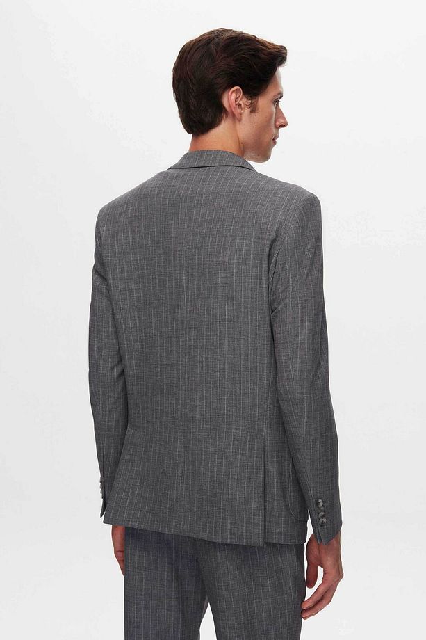Ds Damat Slim Fit Gri Baskılı Takim Elbise - 4