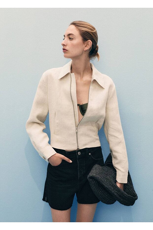 Paçaları dikişsiz denim şort - 1