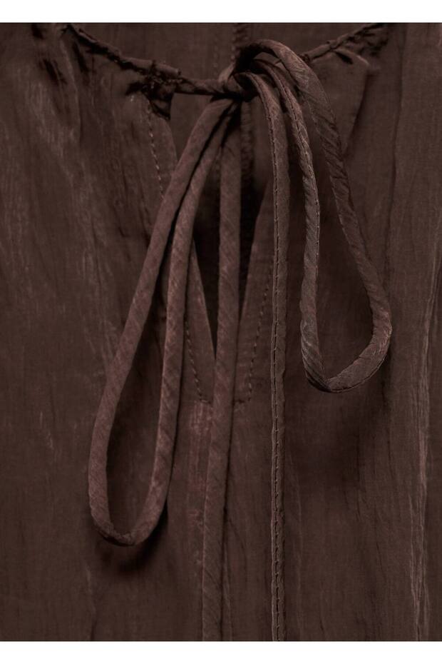 Buruşuk görünümlü uzun elbise - 5