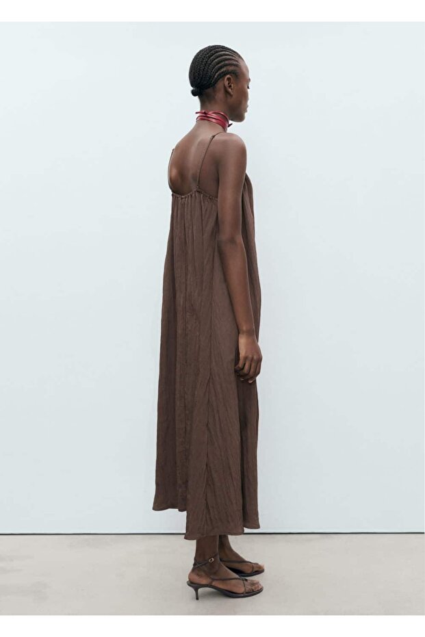 Buruşuk görünümlü uzun elbise - 4