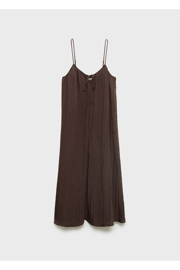 Buruşuk görünümlü uzun elbise - 3