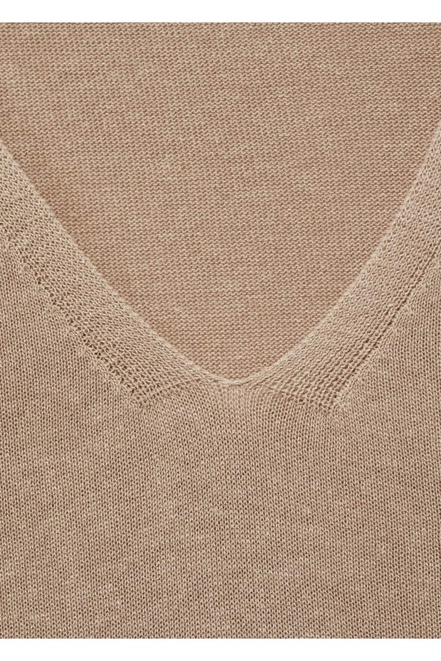 V yakalı triko bluz - 6