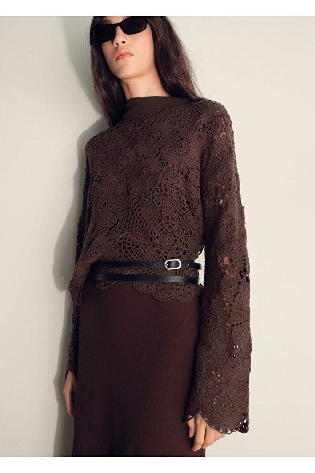 Kroşe çiçekli kazak - 1