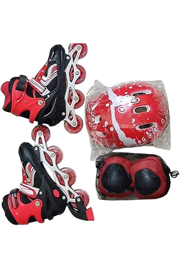 زلاجات دوارة مضمنة مزودة بفلاش LED مع بدلة واقية (متوسط) - 2