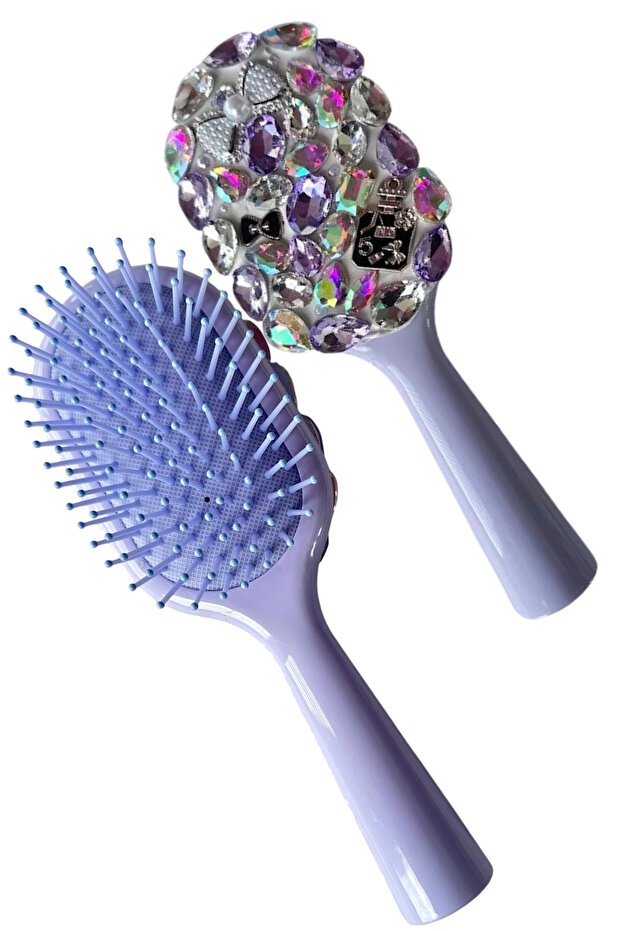 Purple Color Stone and Pearl Hair Brush/Comb